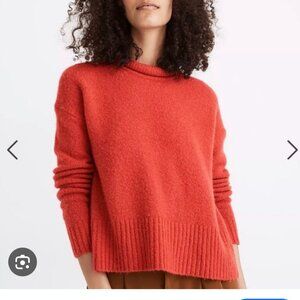 Madewell Fulton Roll Neck Pullover Sweater Dark Coral